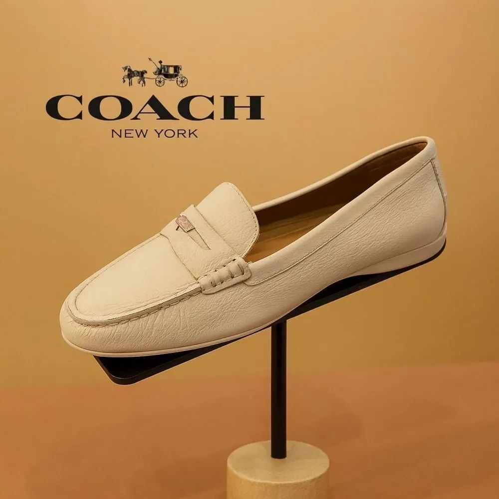 Coach “Penny” Cream Leather Slip-on Flats Loafers 10